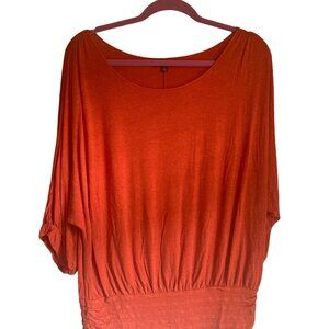 Loose-Fit Batwing Sleeve Orange Top By Max Edition - Size L Made Of Soft Fabric
